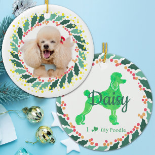Cerámica Adorno de Poodle verde pastel personalizado para N