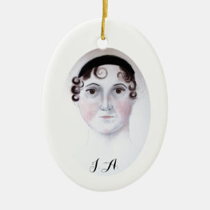 Cerámica Adorno de porcelana con retrato en acuarela de Jan