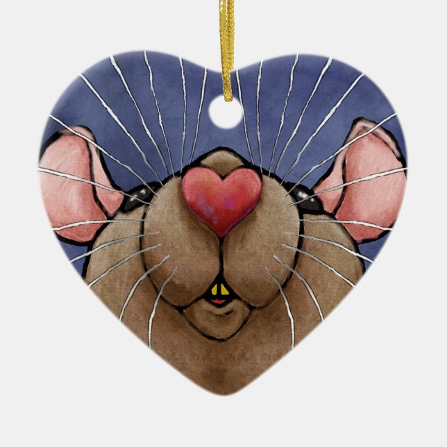 Cerámica Adorno de rata con corazón lindo (Frente)