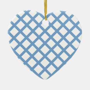 Cerámica Adorno de raya de diamante de arlequín blanco azul