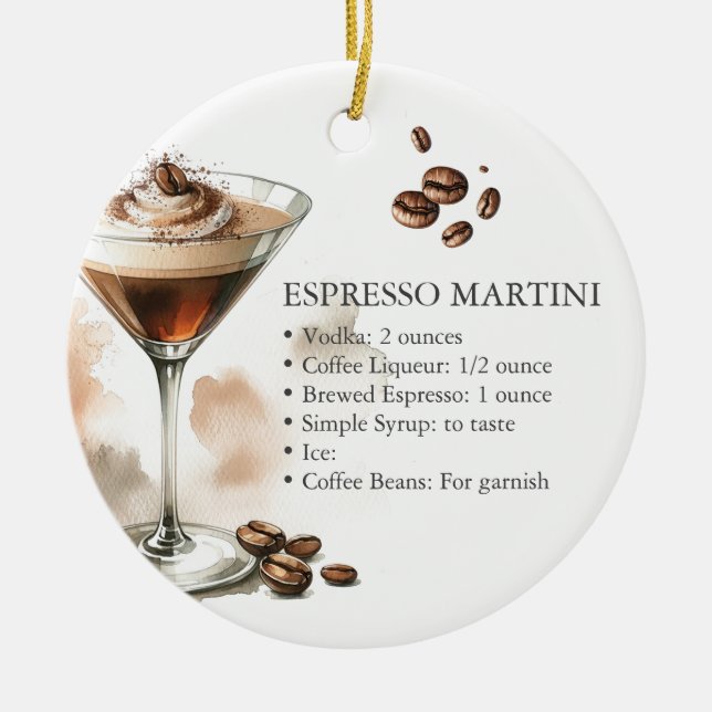 Cerámica Adorno de receta de Martini de Espresso personaliz (Frente)