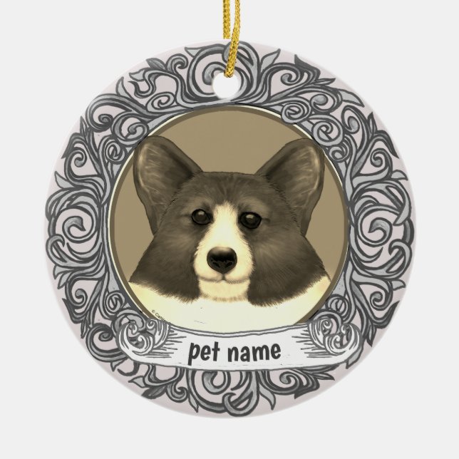 Cerámica Adorno de recuerdo amoroso del perro Corgi Galés (Frente)