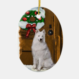 Cerámica Adorno de regalos de Navidad de Samoyedo