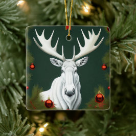 Cerámica Adorno de Reno Blanco Art Deco para Navidad