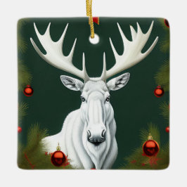 Cerámica Adorno de Reno Blanco Art Deco para Navidad