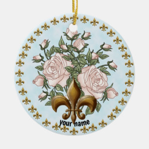 Cerámica Adorno de Rosas Fleur De Lis