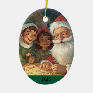 Cerámica Adorno de Santa Claus haciendo una lista