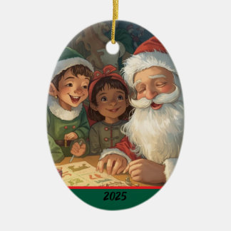 Cerámica Adorno de Santa Claus haciendo una lista