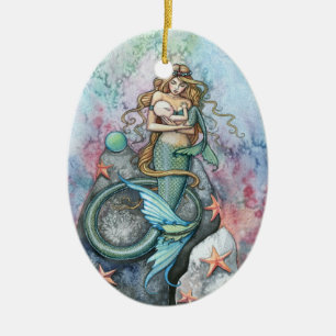 Cerámica Adorno de Sirena Madre y Bebe Amor Eterno
