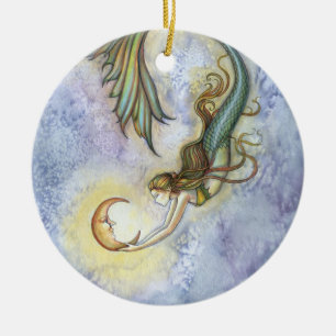 Cerámica Adorno de Sirena y Luna
