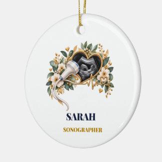Cerámica Adorno de Sonógrafo Personalizado | Nombre y Año