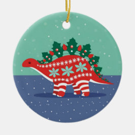 Cerámica Adorno de Stegosaurus con Luces de Acebo Encendida