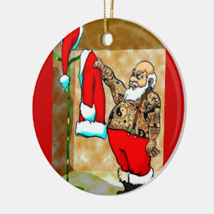Cerámica adorno de tatuajes santa