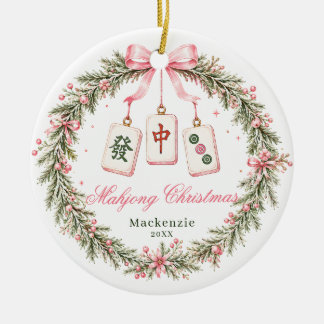 Cerámica Adorno de Teja de Mahjong Navidad