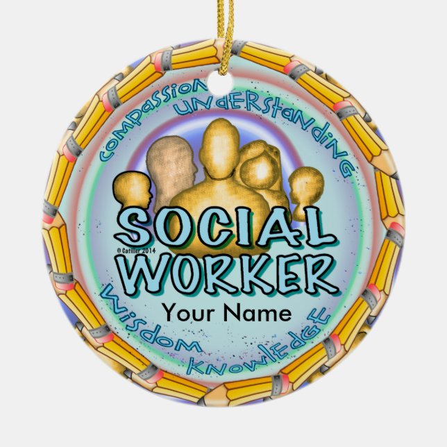 Cerámica Adorno de trabajador social (Frente)