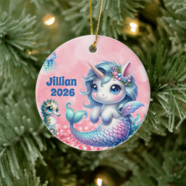 Cerámica Adorno de Unicornio con Nombre de Niño Personaliza