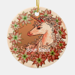 Cerámica adorno de Unicornio de Navidad