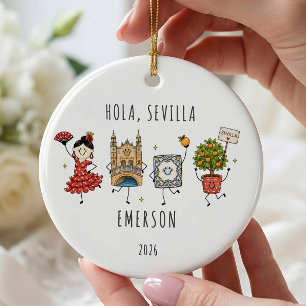 Cerámica Adorno de viaje personalizado Hola Sevilla