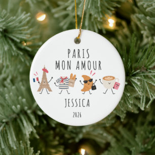 Cerámica Adorno de viaje personalizado Paris Mon Amour