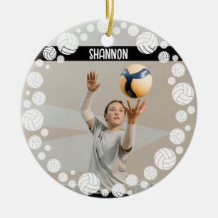 Cerámica Adorno de voleibol personalizado con nombre y año