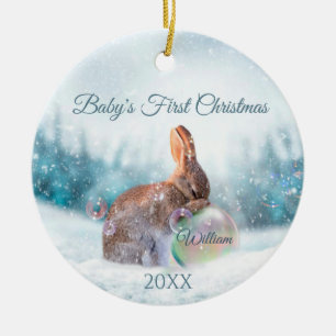 Cerámica Adorno del primer Navidad de Bunny Baby