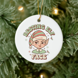 Cerámica Adorno Divertido de Navidad Cara de Elfo Reposado