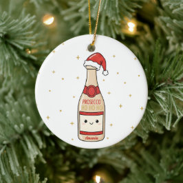 Cerámica Adorno divertido de Navidad Prosecco Ho Ho Ho Rega