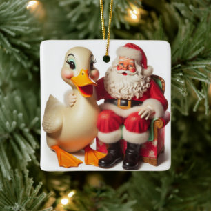 Cerámica Adorno Divertido de Pato Pekín de Navidad