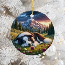 Cerámica Adorno encantador de perro Border Collie