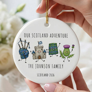 Cerámica Adorno Familiar de Nuestra Aventura en Escocia