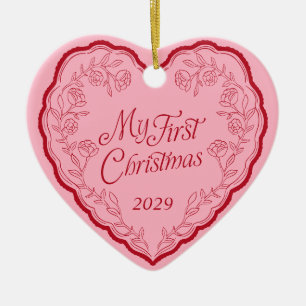 Cerámica Adorno fotográfico de corazón de mi primer Navidad