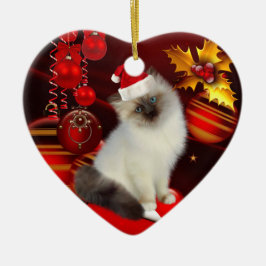 Cerámica Adorno Gato de Navidad Con Sombrero de Santa