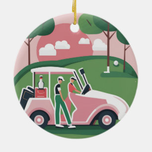 Cerámica Adorno Gráfico de Carrito de Golf - Personalizació