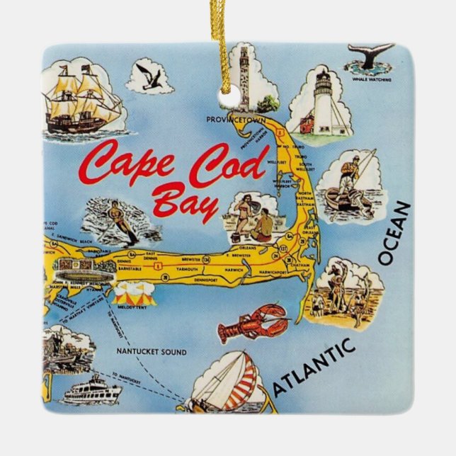 Cerámica Adorno ilustrado de Cape Cod (Anverso)