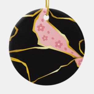 Cerámica Adorno Kintsugi con acentos de flor de cerezo