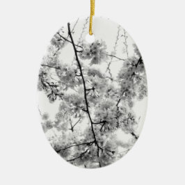 Cerámica Adorno Negro y Blanco 'Flor de Cerezo'