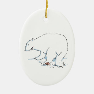 Cerámica Adorno oval cerámico de oso polar