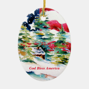 Cerámica Adorno Oval de Bandera Americana