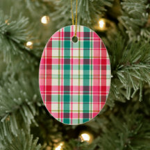 Adorno oval de cuadros navideños retro