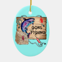 Adorno ovalado de Gone Fishing