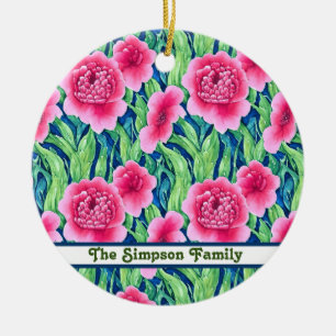 Cerámica Adorno personalizable de acuarela floral