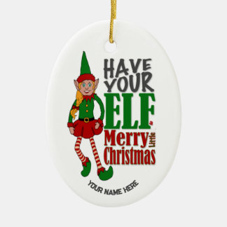 Cerámica Adorno personalizable de Elfa de Navidad