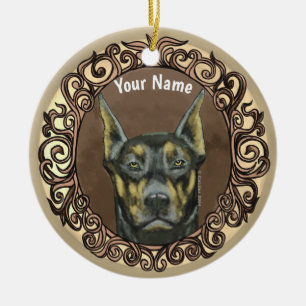 Cerámica Adorno personalizado con nombre de Doberman orname