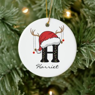 Cerámica Adorno personalizado de alfabeto de Santa regalo p