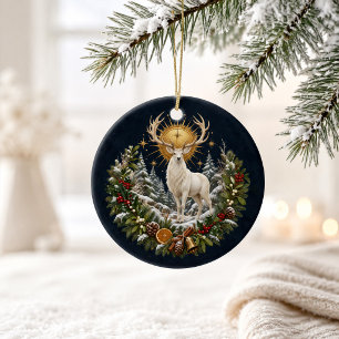 Cerámica Adorno personalizado de familia Yule White Stag