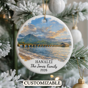 Cerámica Adorno Personalizado de Hanalei, Hawaii Personaliz