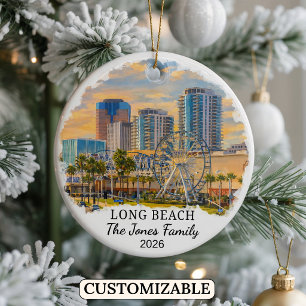 Cerámica Adorno Personalizado de Long Beach Ornament Califo