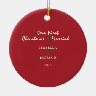 Cerámica Adorno personalizado de primer Navidad casado