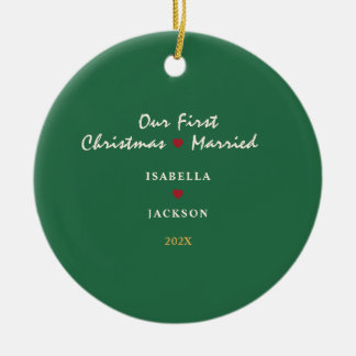 Cerámica Adorno personalizado de primer Navidad casado