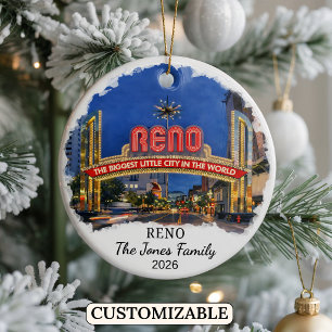 Cerámica Adorno Personalizado de Reno, Estado de Nevada Per